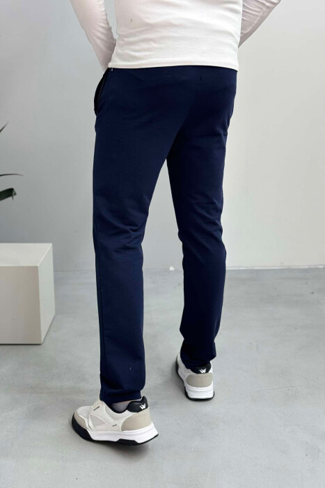 SIMPLE COTTON ONE COLOR MAN SWEATPANTS DARK BLUE/BEE - 3