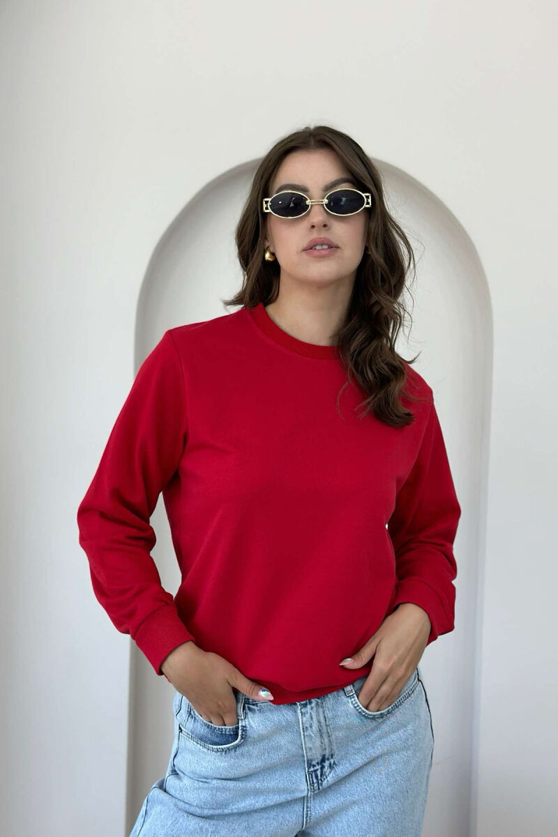 SIMPLE COTTON WOMAN SWEATSHIRT RED/E KUQE - 1