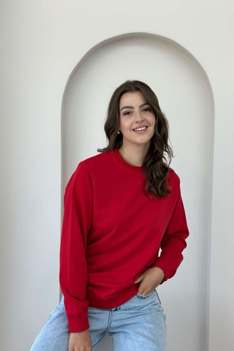 SIMPLE COTTON WOMAN SWEATSHIRT RED/E KUQE - 2