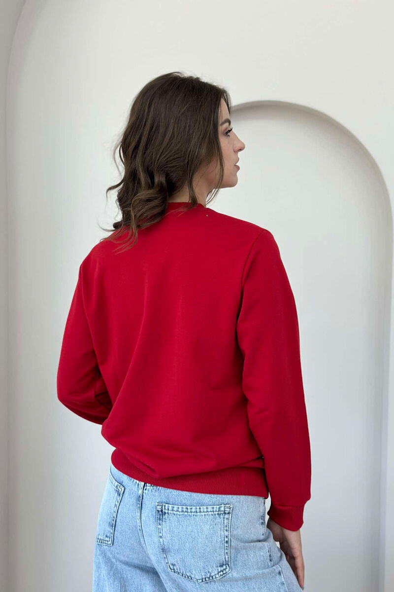 SIMPLE COTTON WOMAN SWEATSHIRT RED/E KUQE - 4