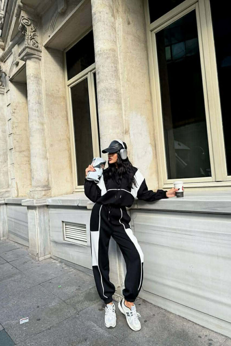 SIMPLE CROPPED HOODIE+JOGGERS WOMEN SET BLACK/ E ZEZE - 1