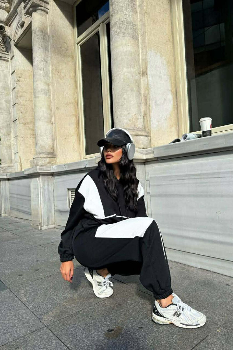 SIMPLE CROPPED HOODIE+JOGGERS WOMEN SET BLACK/ E ZEZE - 2