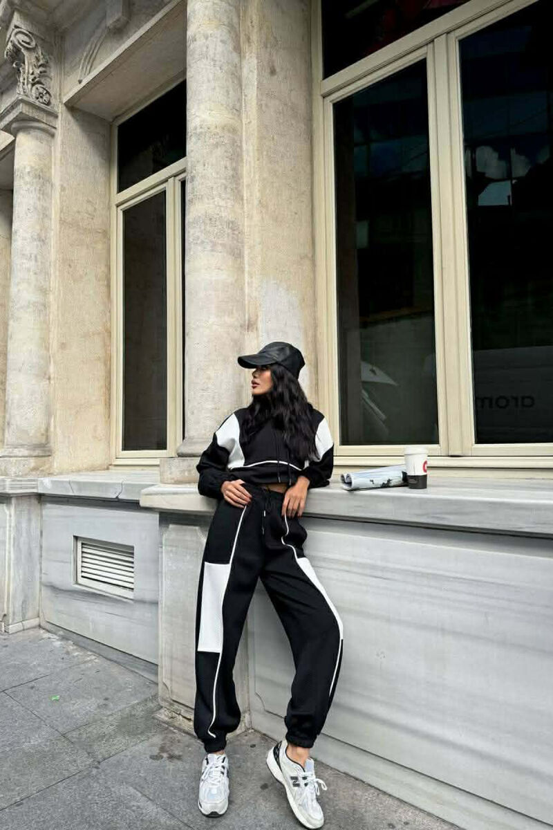 SIMPLE CROPPED HOODIE+JOGGERS WOMEN SET BLACK/ E ZEZE - 3