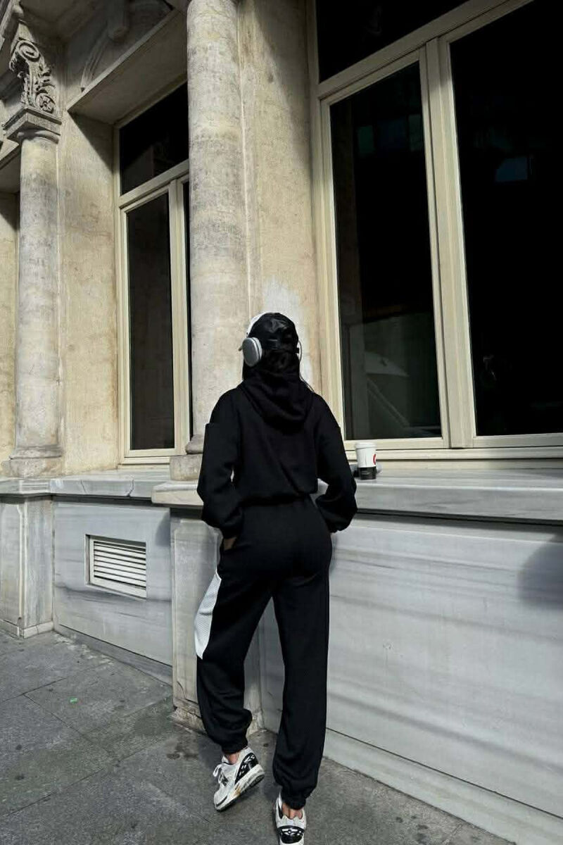 SIMPLE CROPPED HOODIE+JOGGERS WOMEN SET BLACK/ E ZEZE - 5