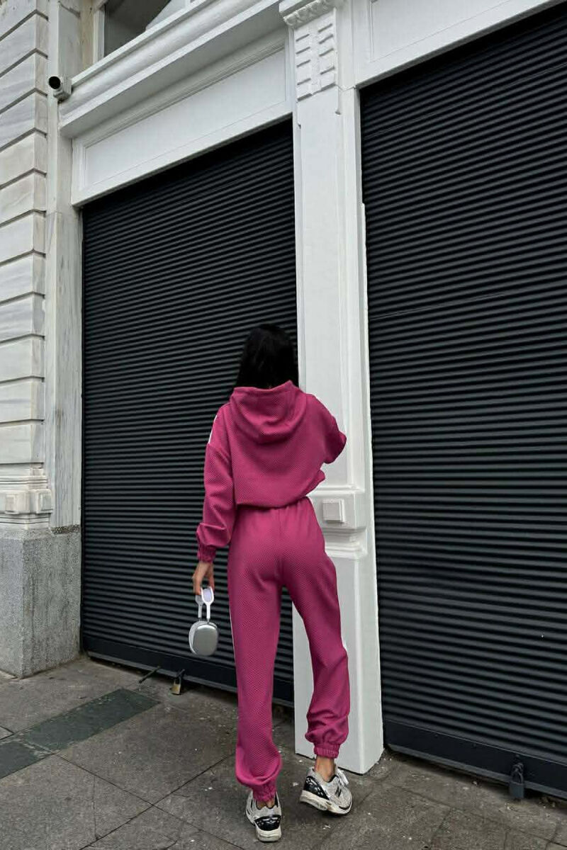 SIMPLE CROPPED HOODIE+JOGGERS WOMEN SET FUCHSIA/CIKLAMI - 3