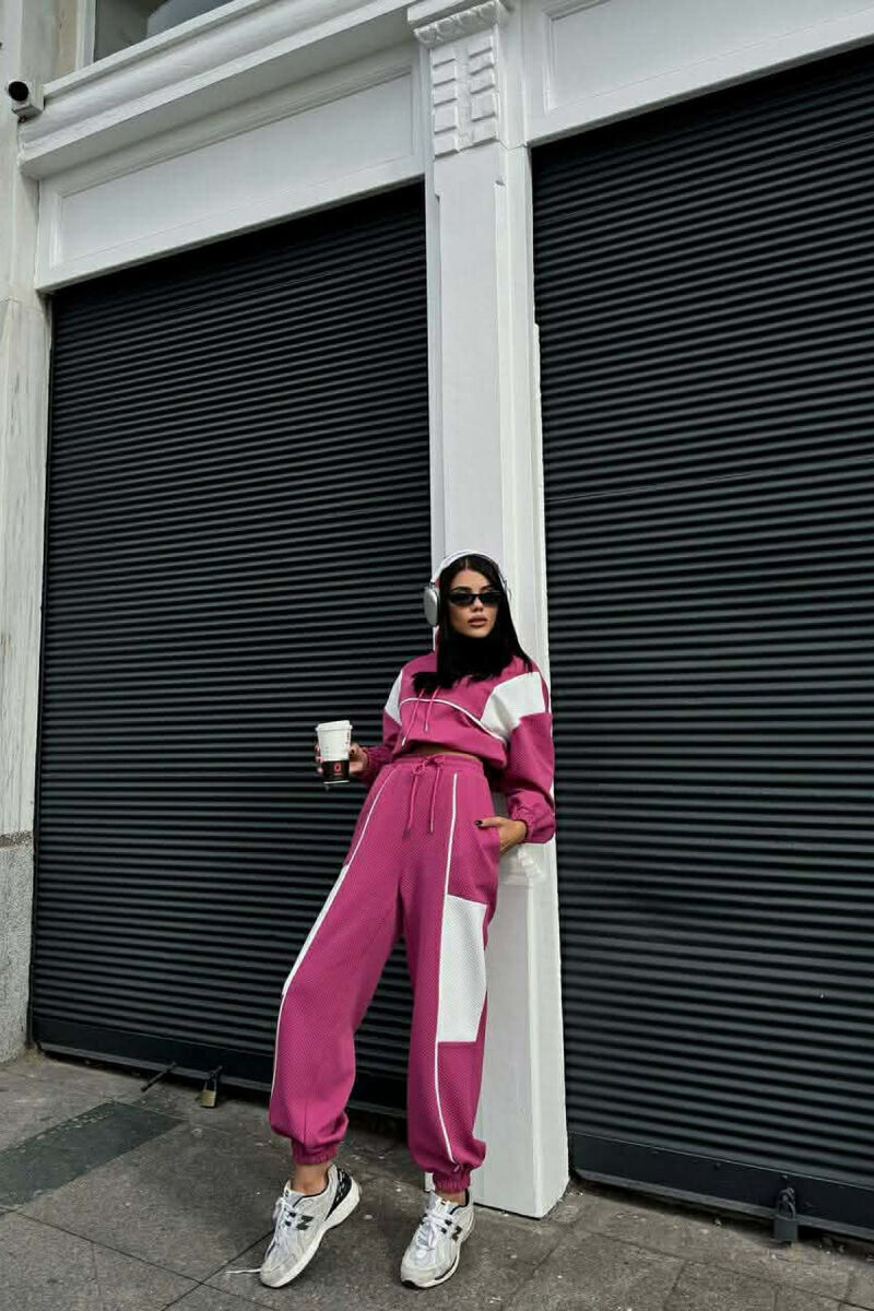 SIMPLE CROPPED HOODIE+JOGGERS WOMEN SET FUCHSIA/CIKLAMI - 5