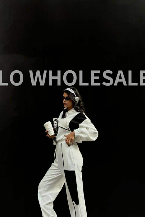 SIMPLE CROPPED HOODIE+JOGGERS WOMEN SET WHITE-E BARDHE - 3