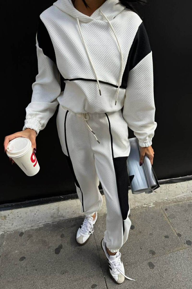 SIMPLE CROPPED HOODIE+JOGGERS WOMEN SET WHITE-E BARDHE - 4