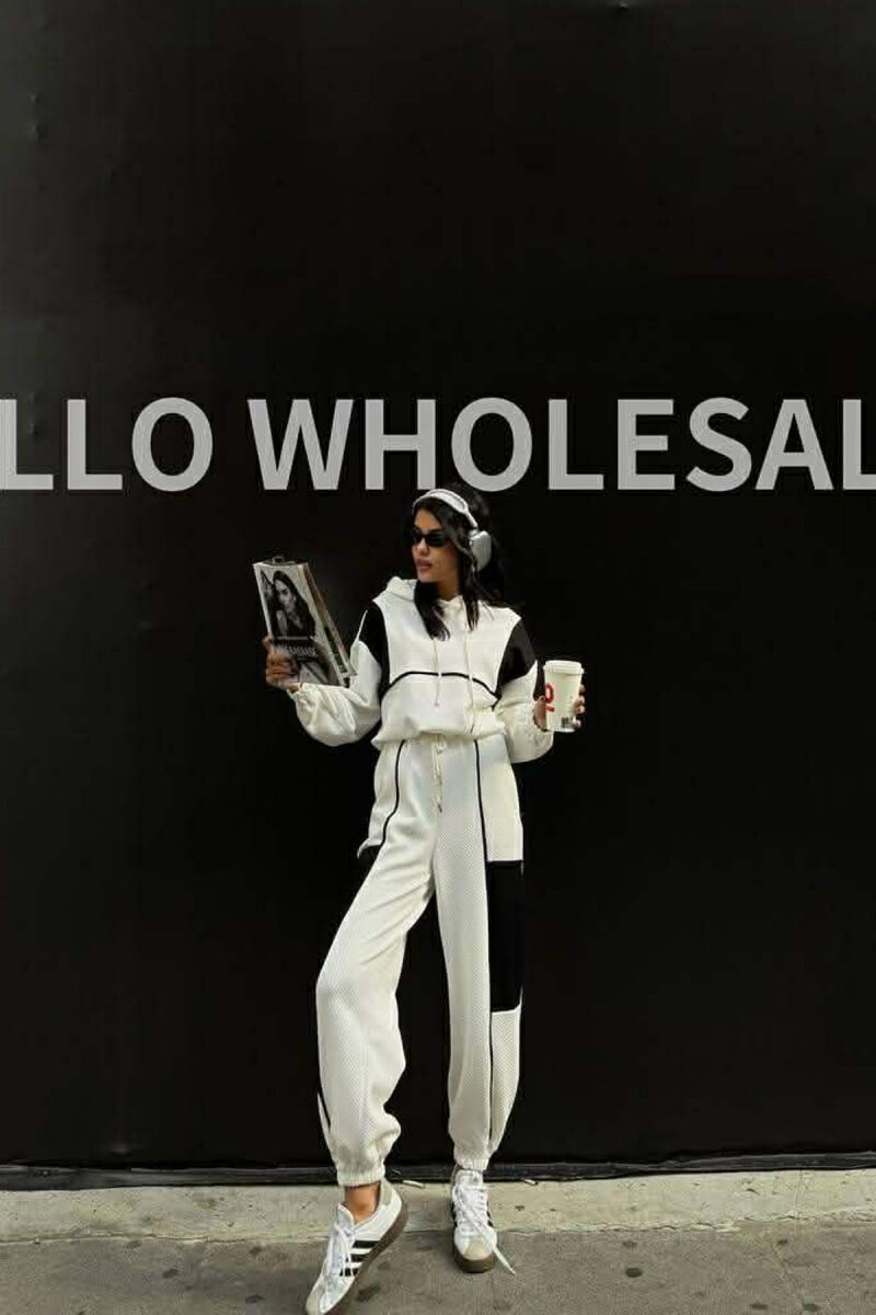 SIMPLE CROPPED HOODIE+JOGGERS WOMEN SET WHITE-E BARDHE - 6