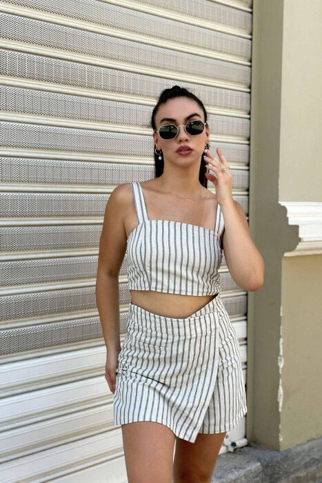 SIMPLE CROP+SHORTS WOMEN SET CREAM/KREM - 7