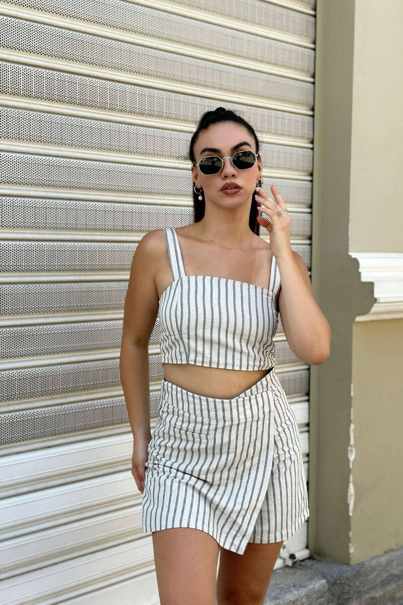 SIMPLE CROP+SHORTS WOMEN SET CREAM/KREM - 7