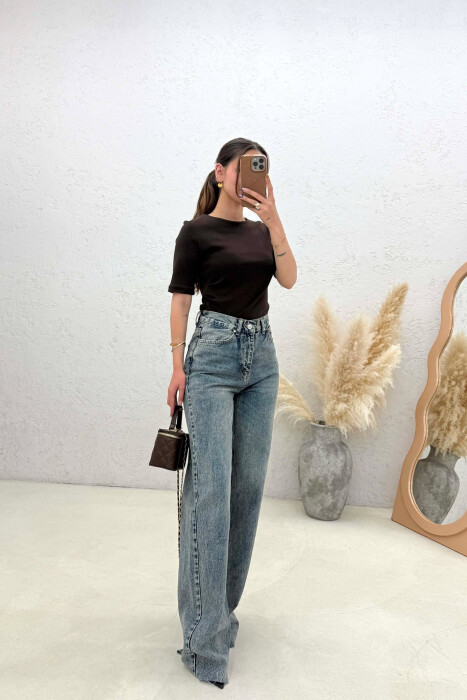 SIMPLE CUTTED EDGES WOMEN JEANS LIGHTBLUE/BZ - 2