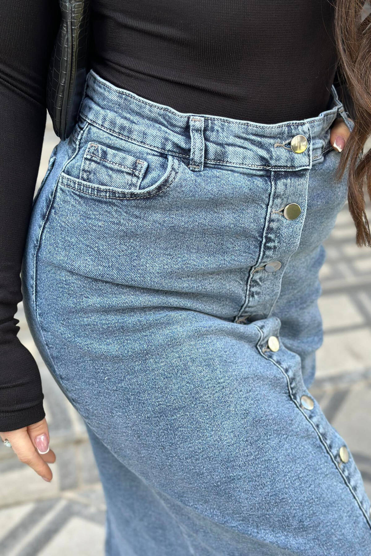 SIMPLE DENIM WOMAN SKIRT LIGHTBLUE/BZ SKIRTS KLAUDIO FASHION