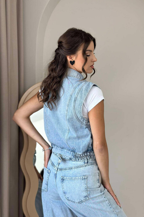 SIMPLE DENIM WOMAN VEST IN LIGHTBLUE COLOR - 4