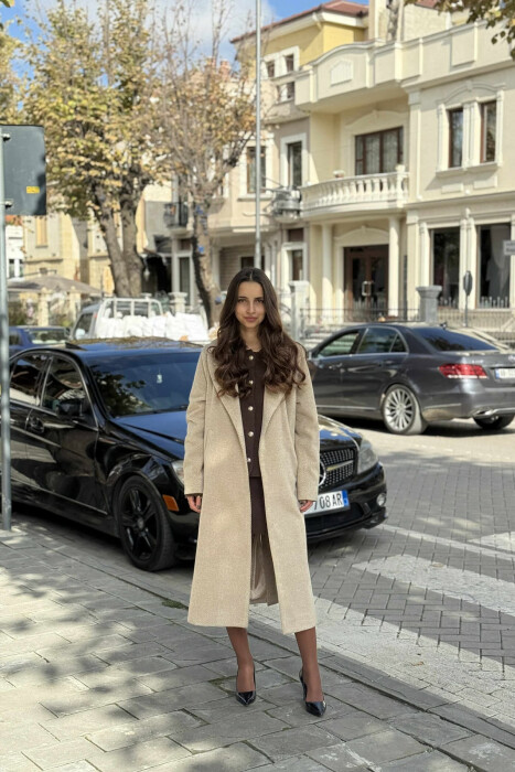 SIMPLE DESIGN LONG WOMEN COAT BEIGE/BEZHE 