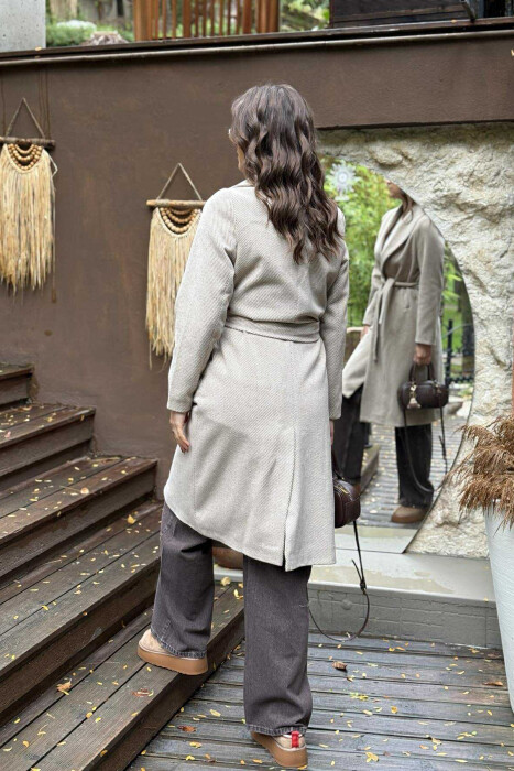 SIMPLE DESIGN LONG WOMEN COAT BEIGE/BEZHE - 11