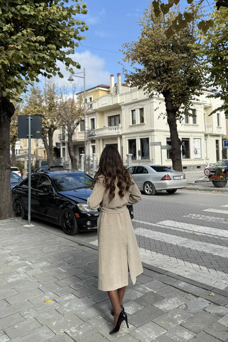 SIMPLE DESIGN LONG WOMEN COAT BEIGE/BEZHE - 6