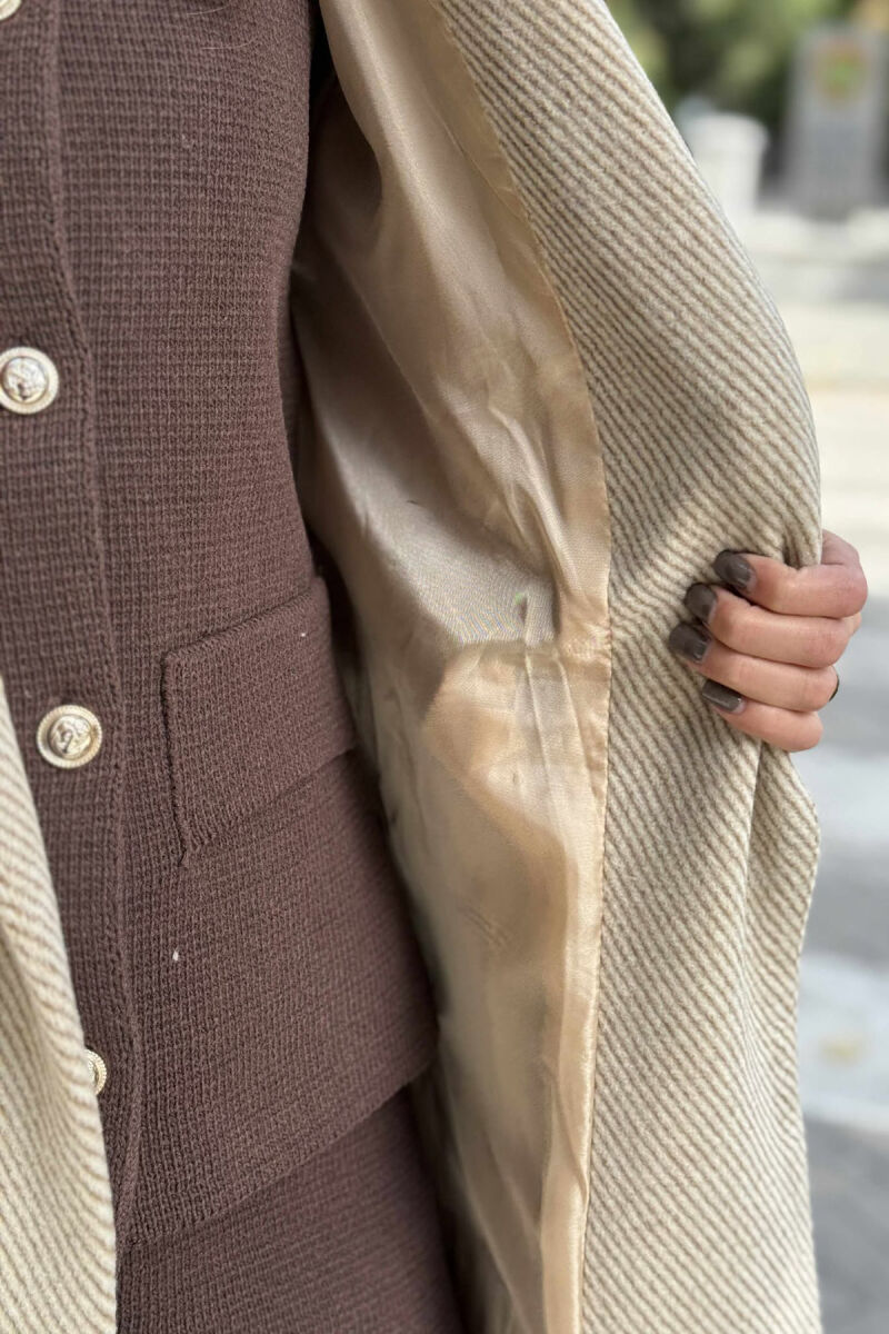 SIMPLE DESIGN LONG WOMEN COAT BEIGE/BEZHE - 7