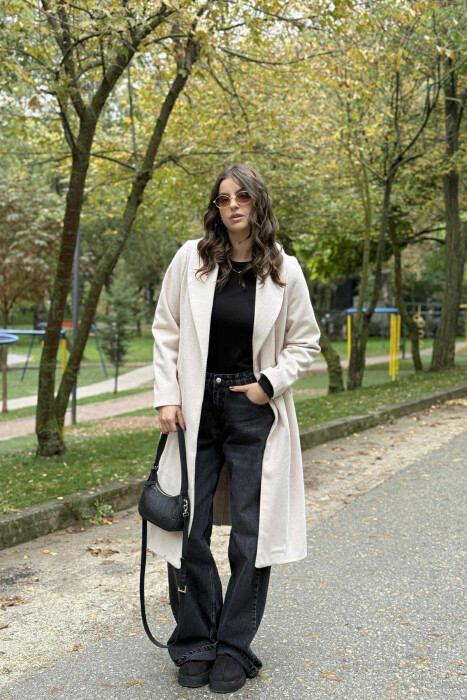 SIMPLE DESIGN LONG WOMEN COAT LIGHT BEIGE/BZHZB - 7