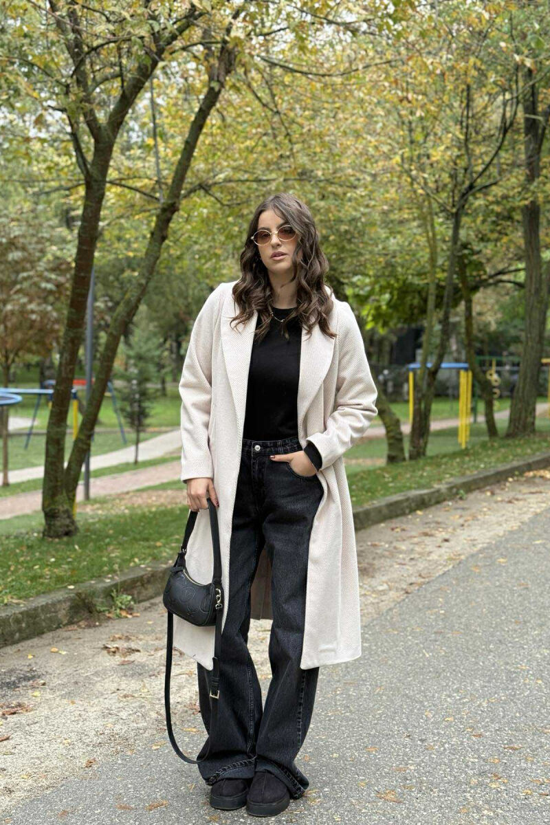 SIMPLE DESIGN LONG WOMEN COAT LIGHT BEIGE/BZHZB - 7