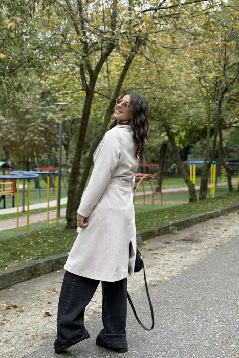 SIMPLE DESIGN LONG WOMEN COAT LIGHT BEIGE/BZHZB - 10