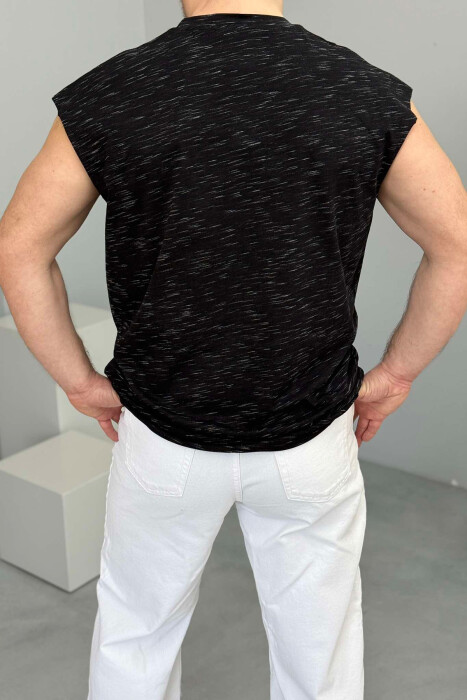SIMPLE DESIGN MEN TANK TOP BLACK/ E ZEZE - 3