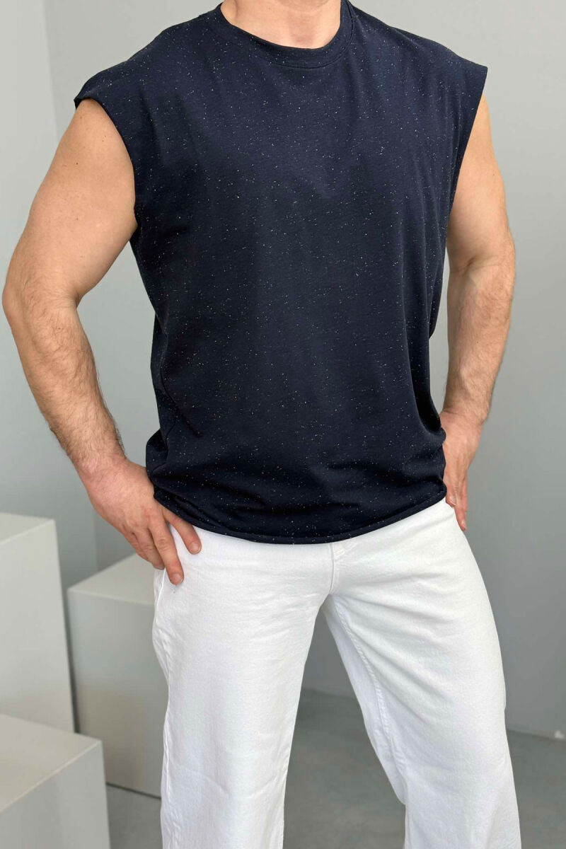 SIMPLE DESIGN MEN TANK TOP DARK BLUE/BEE - 1