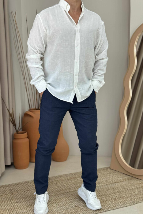 SIMPLE DESIGN ONE COLOR MEN PANTS BLUE/BLU - 1