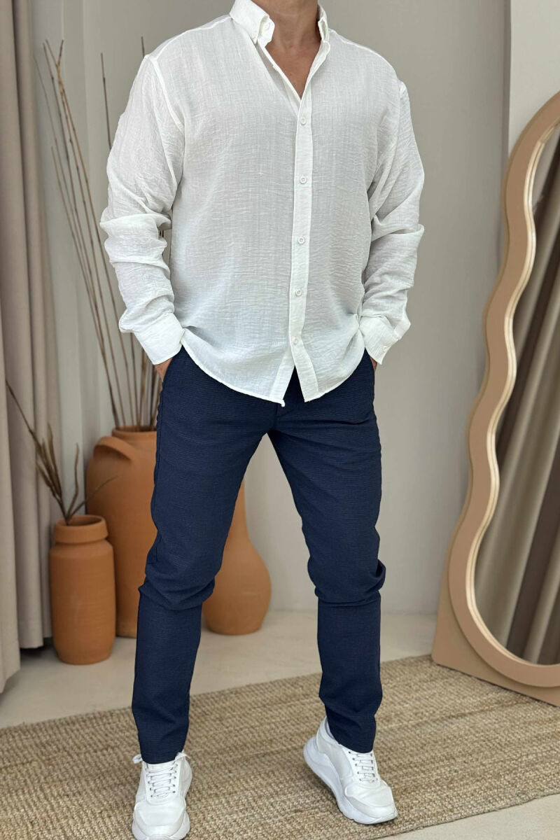 SIMPLE DESIGN ONE COLOR MEN PANTS BLUE/BLU - 1