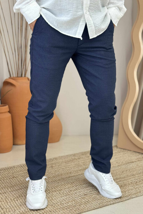 SIMPLE DESIGN ONE COLOR MEN PANTS BLUE/BLU - 2
