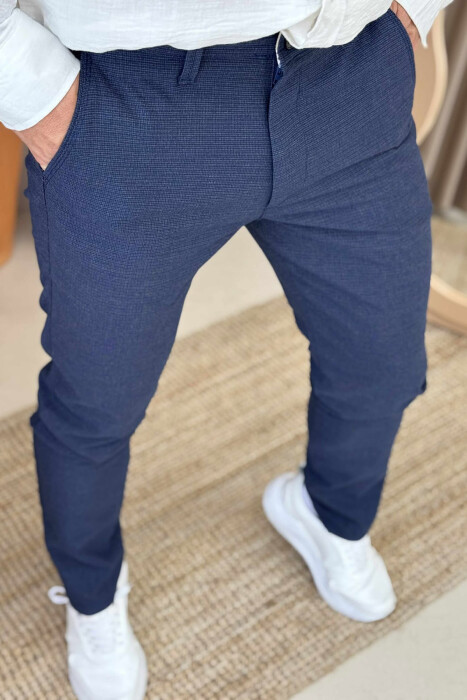 SIMPLE DESIGN ONE COLOR MEN PANTS BLUE/BLU - 4