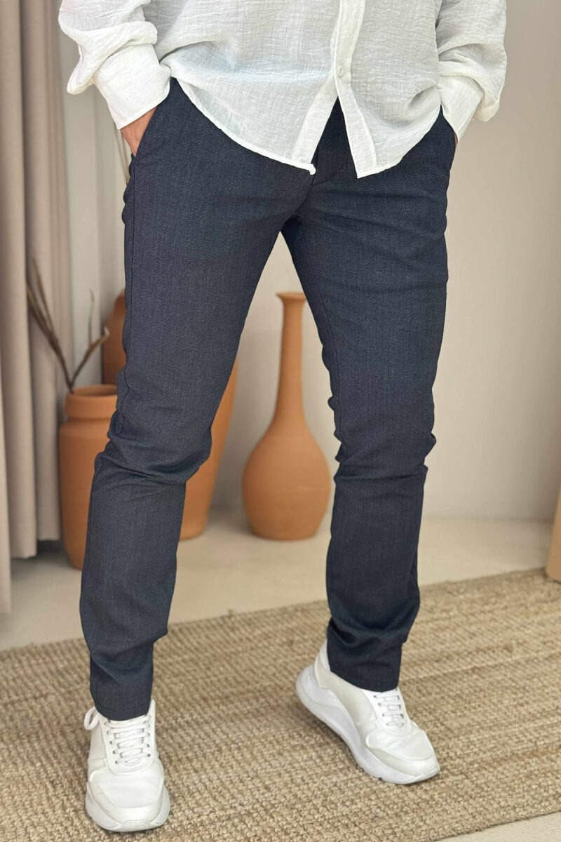 SIMPLE DESIGN ONE COLOR MEN PANTS BLUE/BLU - 3