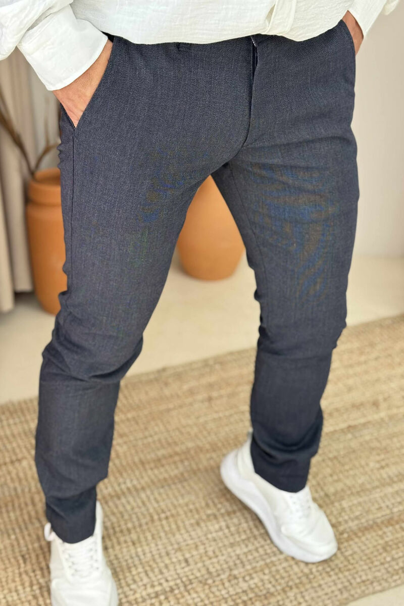 SIMPLE DESIGN ONE COLOR MEN PANTS BLUE/BLU - 4