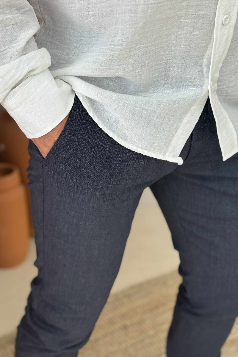 SIMPLE DESIGN ONE COLOR MEN PANTS BLUE/BLU - 5