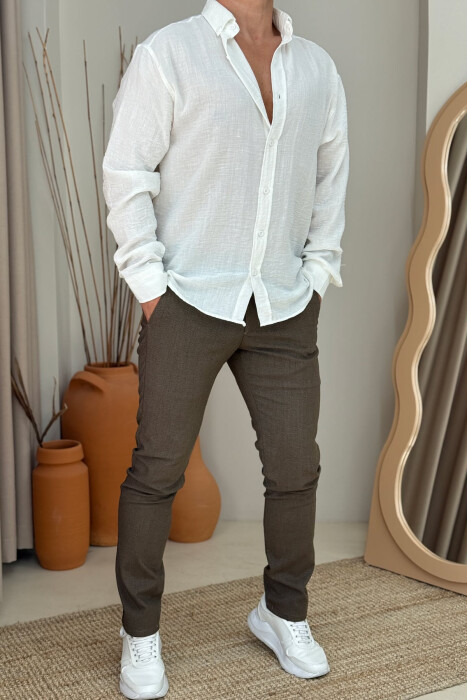 SIMPLE DESIGN ONE COLOR MEN PANTS BROWN/KAFE 