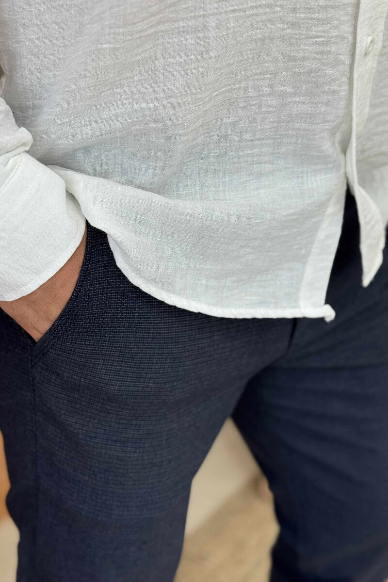 SIMPLE DESIGN ONE COLOR MEN PANTS DARK BLUE/BEE - 2