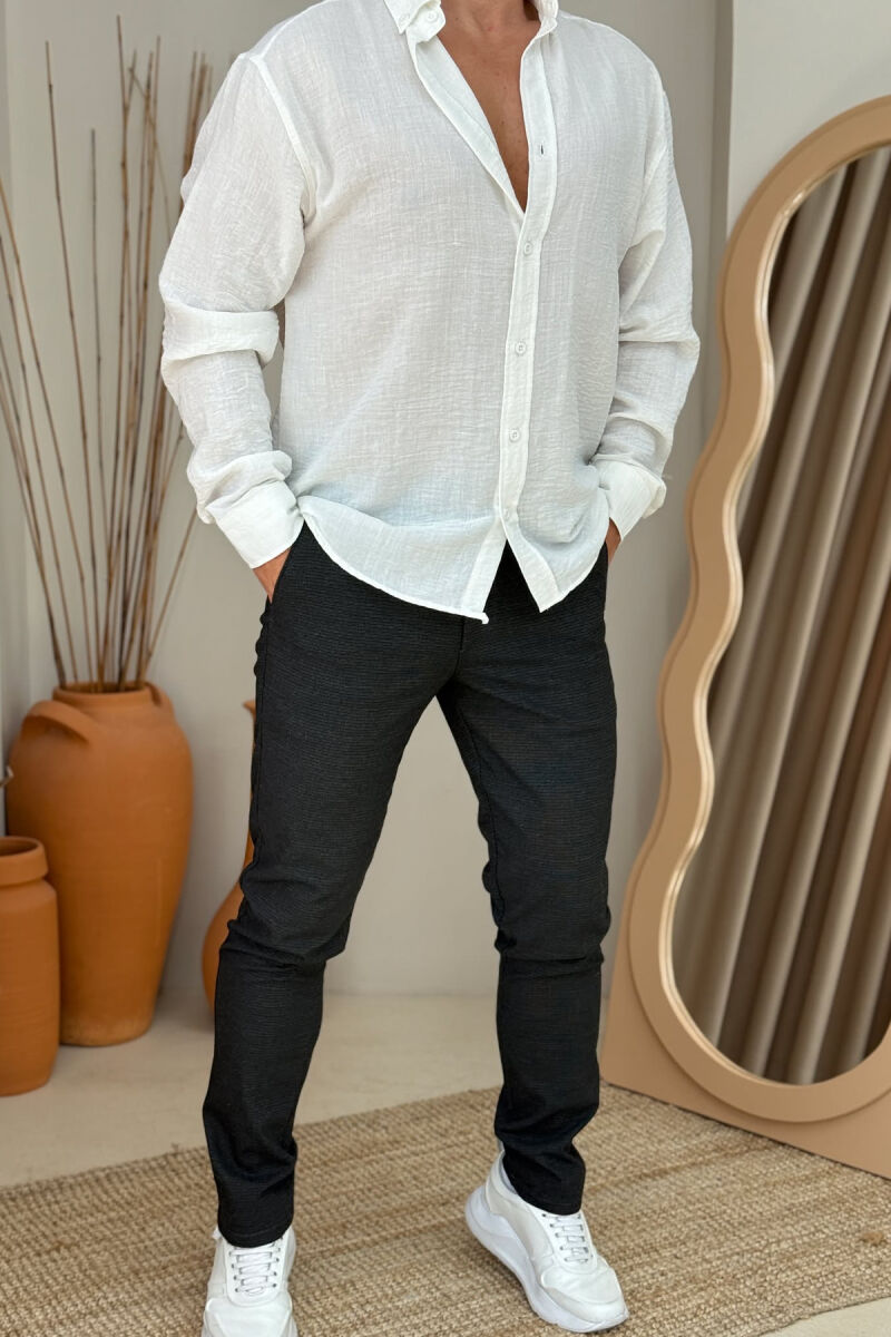 SIMPLE DESIGN ONE COLOR MEN PANTS DARK GREY/GEE - 1