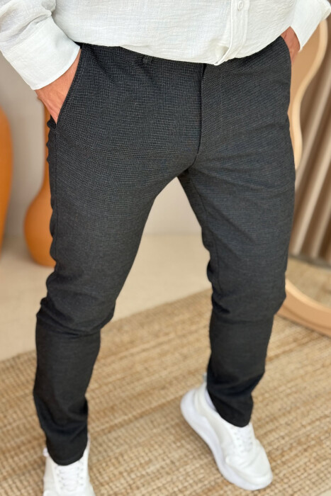 SIMPLE DESIGN ONE COLOR MEN PANTS DARK GREY/GEE - 4