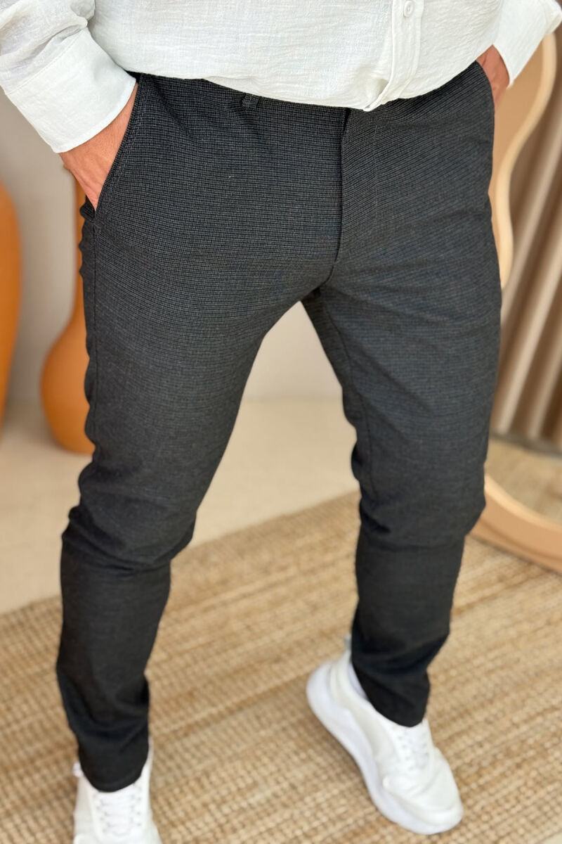 SIMPLE DESIGN ONE COLOR MEN PANTS DARK GREY/GEE - 4