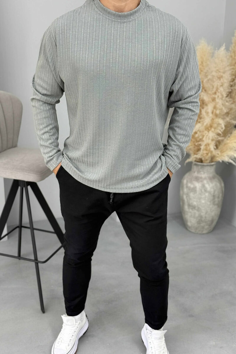 SIMPLE DESIGN ONE COLOR MEN SWEATSHIRT GREY/GRI - 1