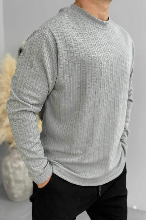 SIMPLE DESIGN ONE COLOR MEN SWEATSHIRT GREY/GRI - 3