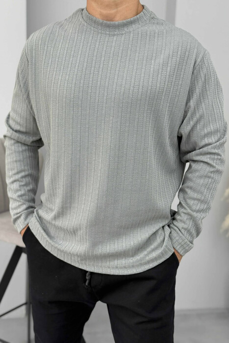SIMPLE DESIGN ONE COLOR MEN SWEATSHIRT GREY/GRI - 4