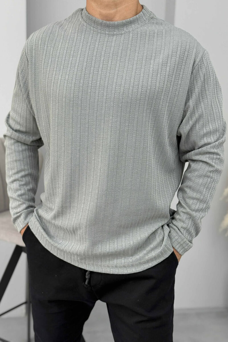 SIMPLE DESIGN ONE COLOR MEN SWEATSHIRT GREY/GRI - 4