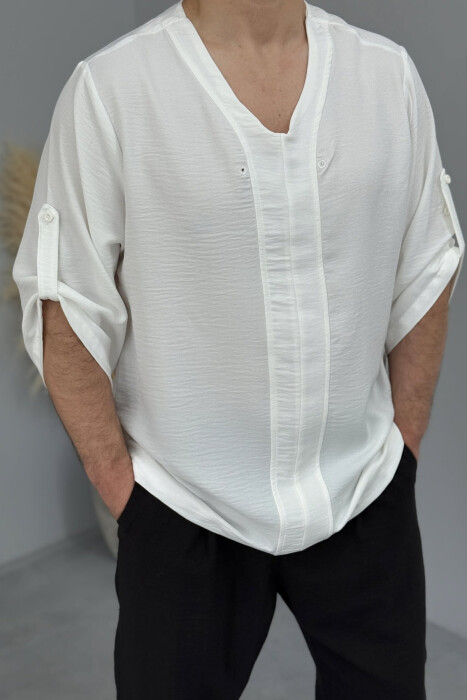 SIMPLE DESIGN ONE COLOR MEN T-SHIRT WHITE-E BARDHE 