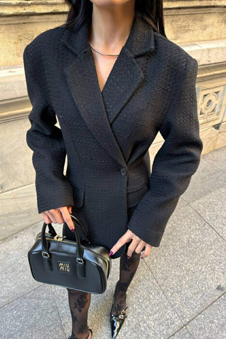 SIMPLE DESIGN ONE COLOR WOMEN JACKET BLACK/ E ZEZE - 1