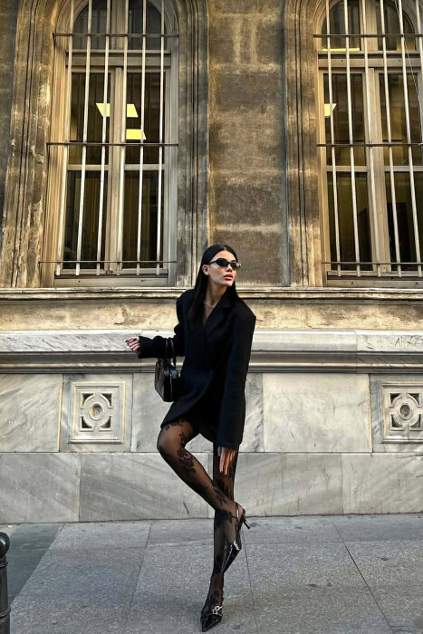 SIMPLE DESIGN ONE COLOR WOMEN JACKET BLACK/ E ZEZE - 4