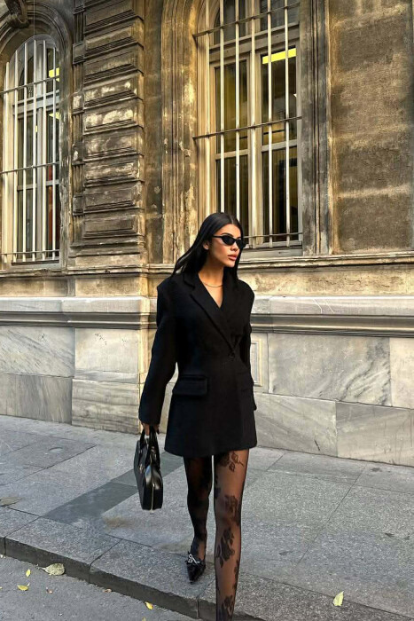 SIMPLE DESIGN ONE COLOR WOMEN JACKET BLACK/ E ZEZE - 5
