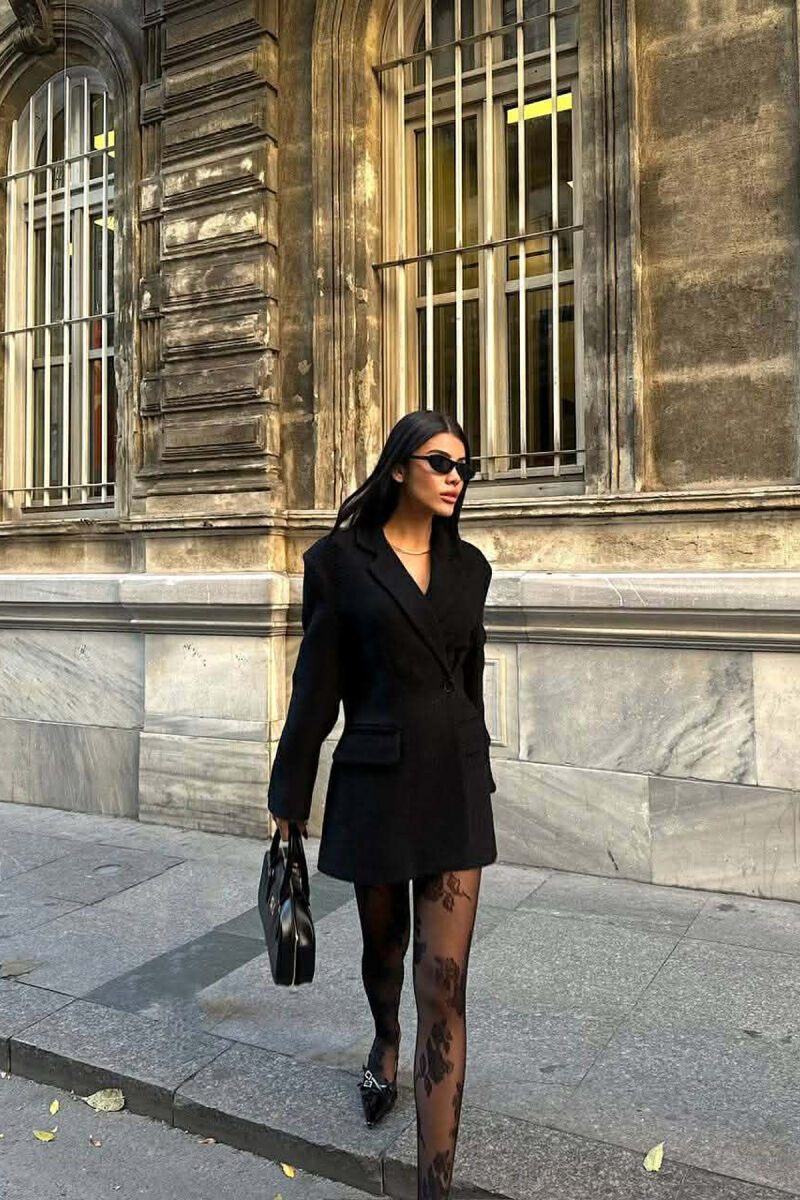 SIMPLE DESIGN ONE COLOR WOMEN JACKET BLACK/ E ZEZE - 5