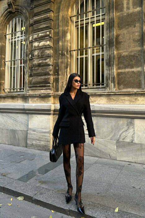 SIMPLE DESIGN ONE COLOR WOMEN JACKET BLACK/ E ZEZE - KLAUDIO FASHION