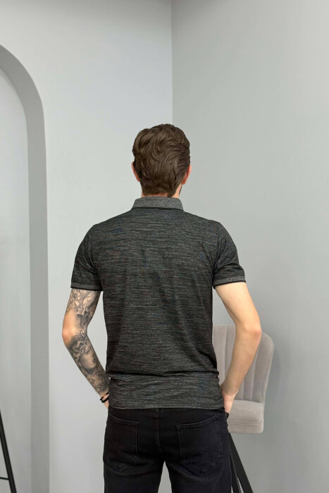 SIMPLE DESIGN POLO NECK MEN T-SHIRT BLACK/ E ZEZE - 2